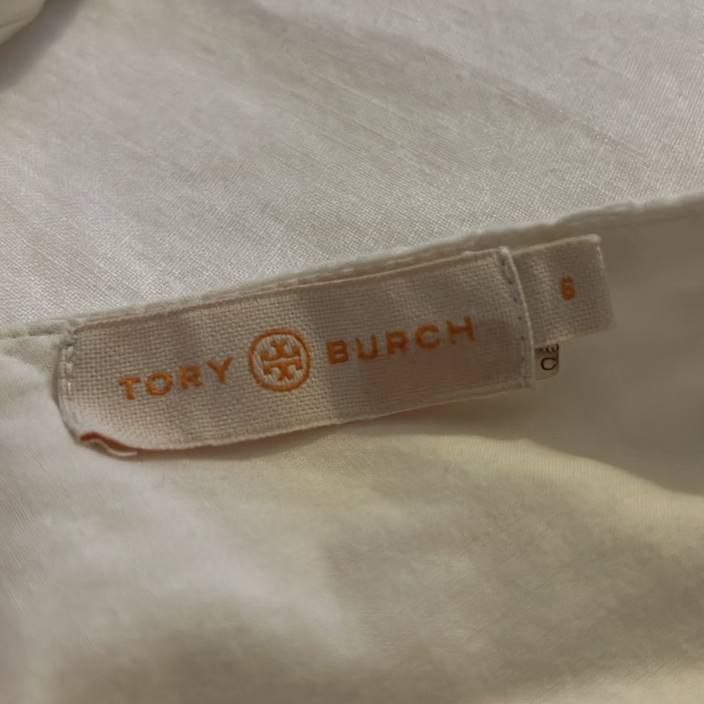 TORY BURCH - White Cotton Sleeveless Peplum Top size 6 - Picture 5 of 6